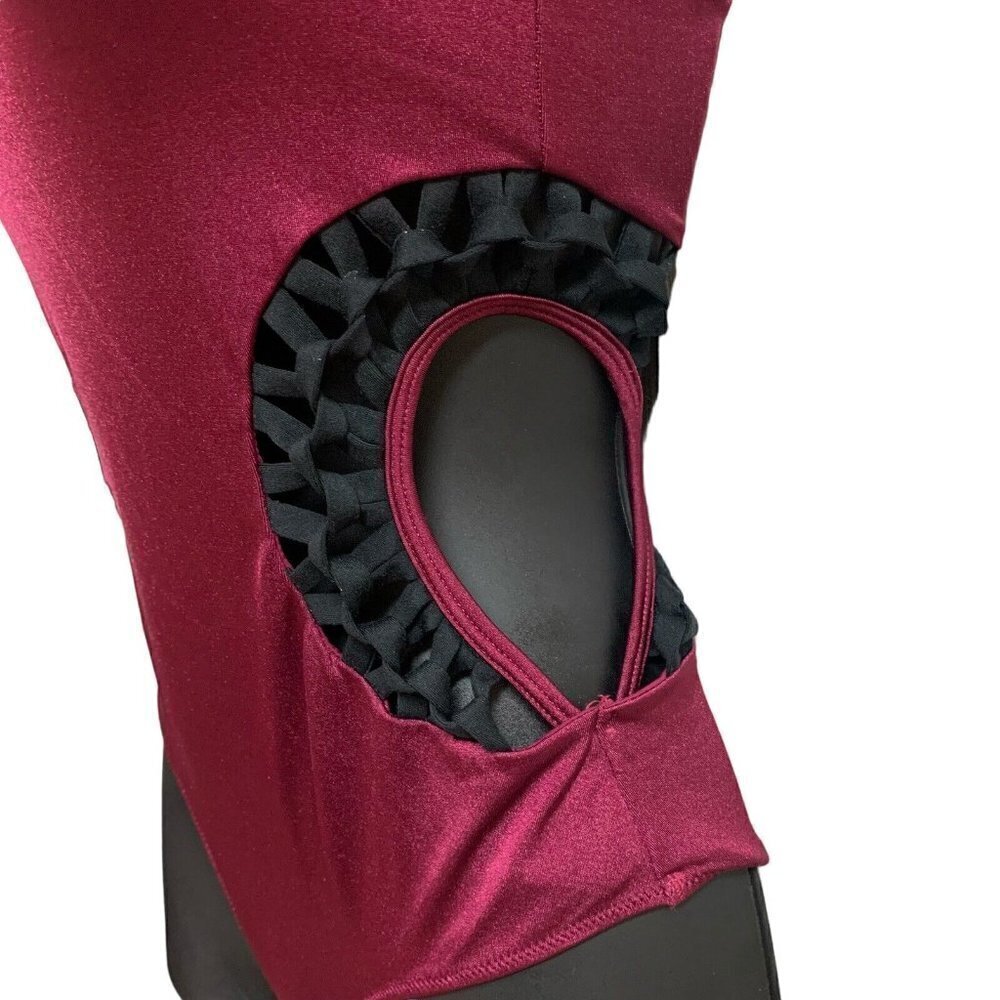 California Kisses Dancewear Girl's Size XL Leotard Side Cut-Out Braided Burgundy - Picture 3 of 7